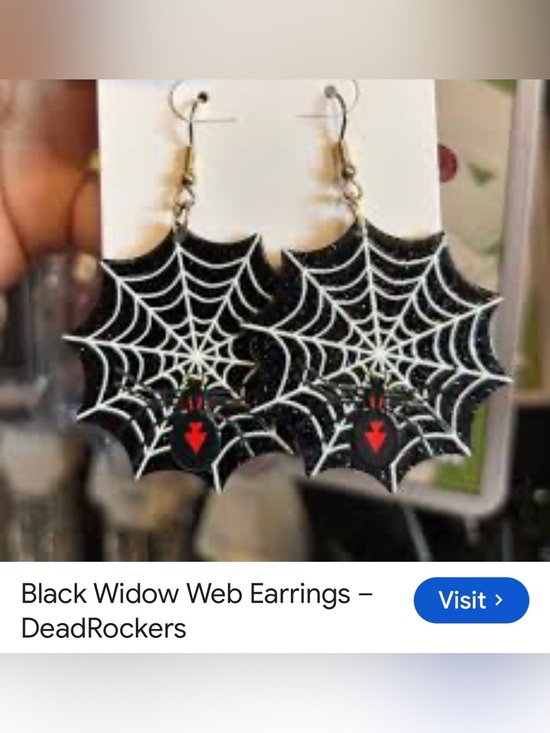 nOir Jewelry Jewelry - #3116* nOir Jewelry  Black & Blue Spider Web Dangle Earrings W/Spider Accents